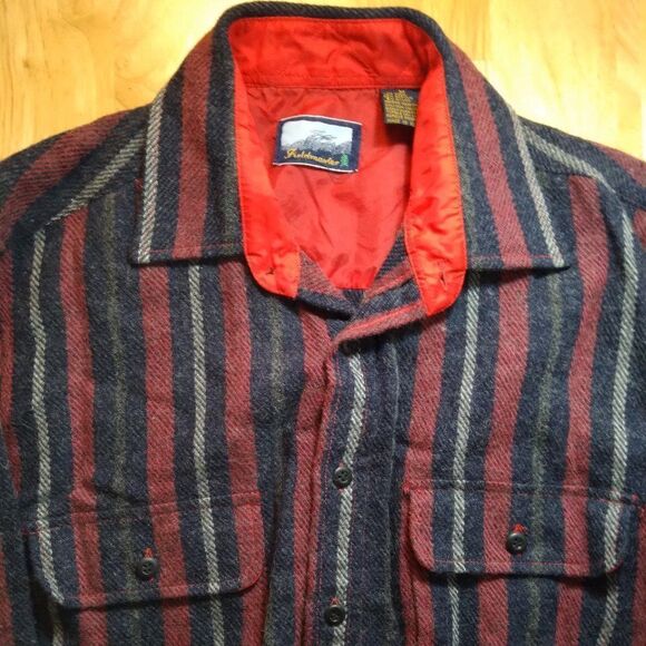 Vintage Fieldmaster Wool Striped Button Down Shirt Flannel - Picture 1 of 8